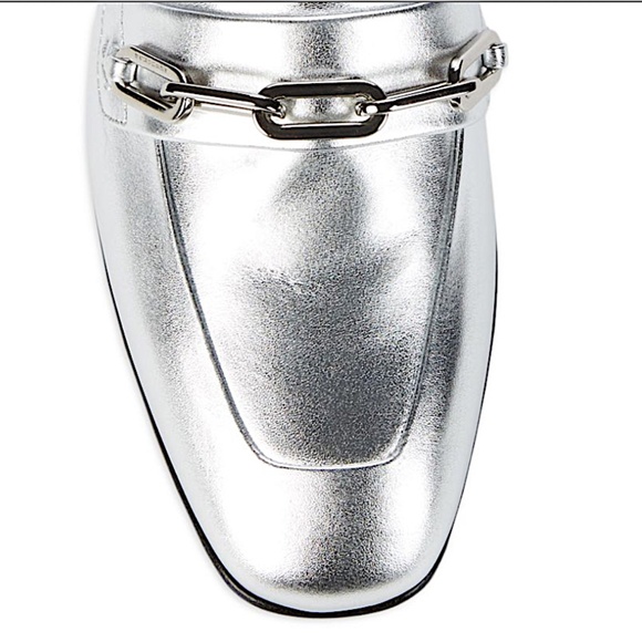 BURBERRY Cheltown Metallic-Leather Slingback Loafers - Picture 3 of 11